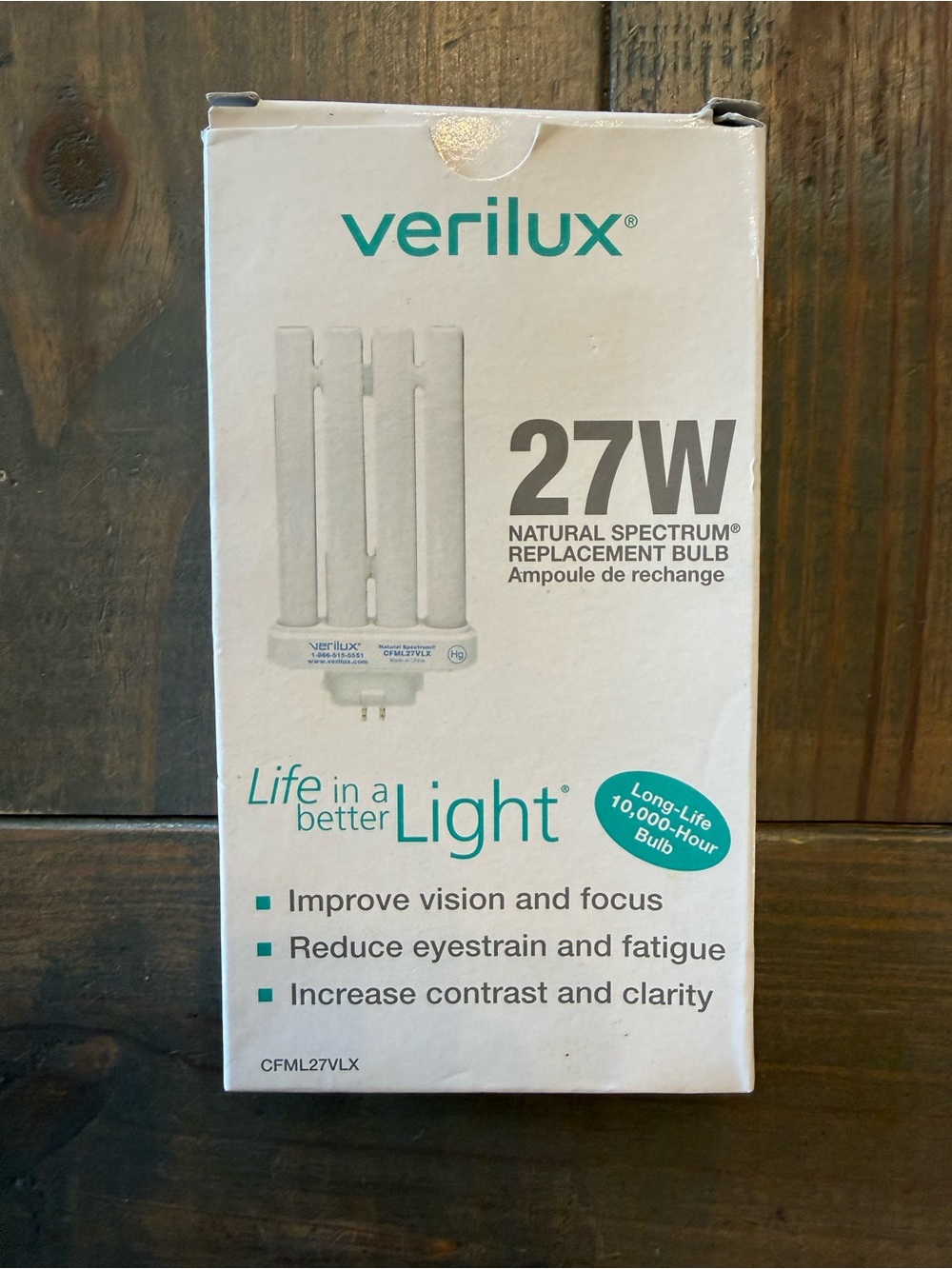 Verilux Happy Eyes Natural Daylight Replacement Light Bulb 27 Watt CFML27VLX